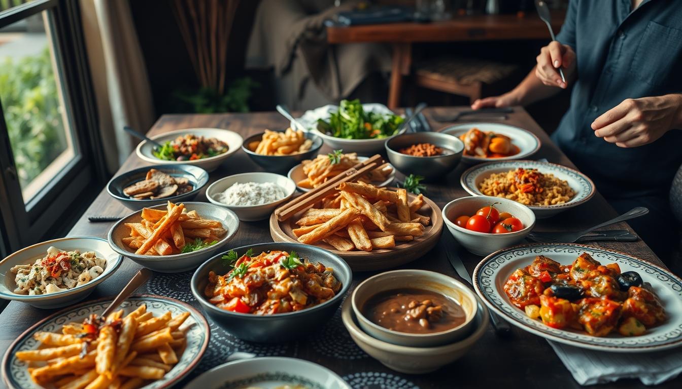 Ingredients prepared for a simple home dinner